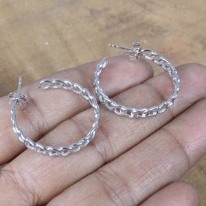 Silver Tone Twisted Hoop 925 Sterling Silver Round 1 PAIR Hoop Earring Jewelry ~ Handmade Jewelry ~ Filigree Hoops ~ Gift For Christmas