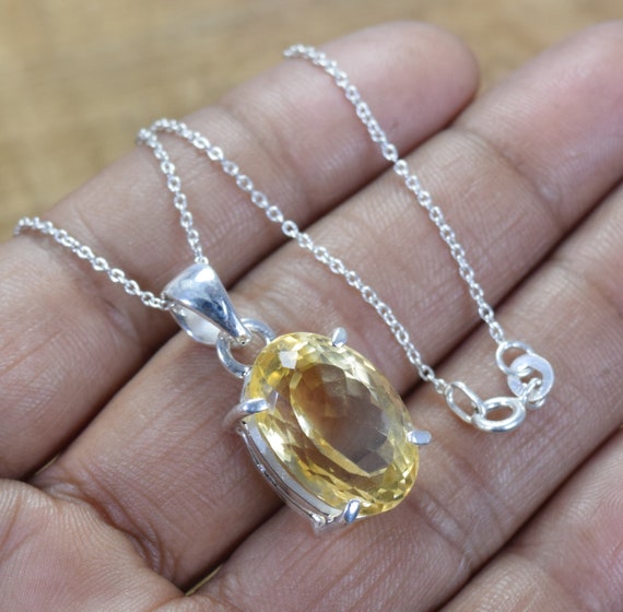 Cut Yellow Citrine 925 Sterling Silver November Month Gemstone Chain Pendant W or W o Chain Natural Oval Gemstone Gift for Birthday Etsy Canada