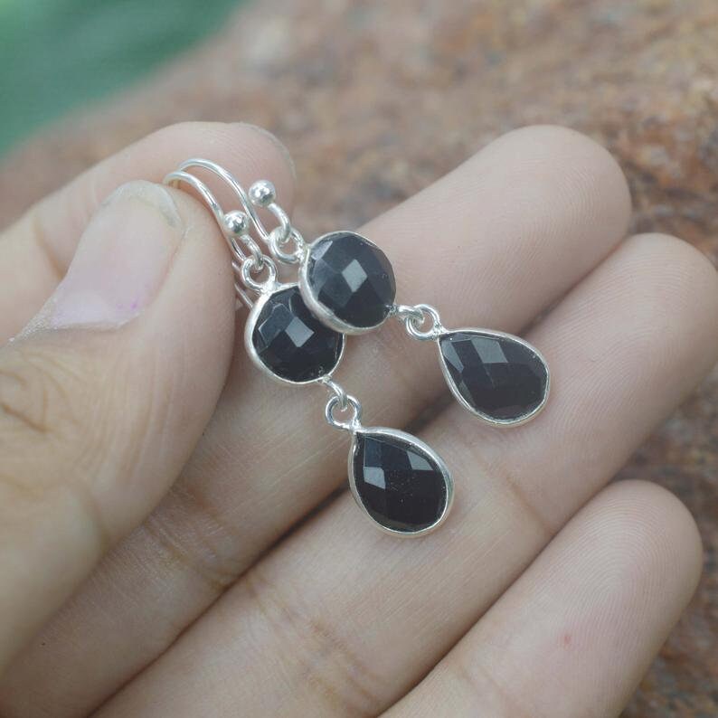 Black Onyx 925 Sterling Silver Faceted Natural Gemstone 2