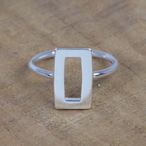 Open Rectangle Ring 925 Silver Stylish Simple Plain Ring Jewelry ~ Statement Ring ~ Every Day Ring ~ Stackable Ring ~ Gift For Christmas