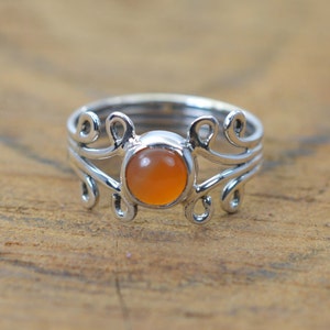 Red Carnelian 925 Sterling Silver Gemstone Jewelry Dainty Ring