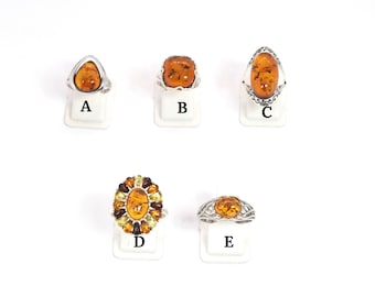 Baltic Amber Sterling Silver Ring: Handmade Gemstone Jewelry