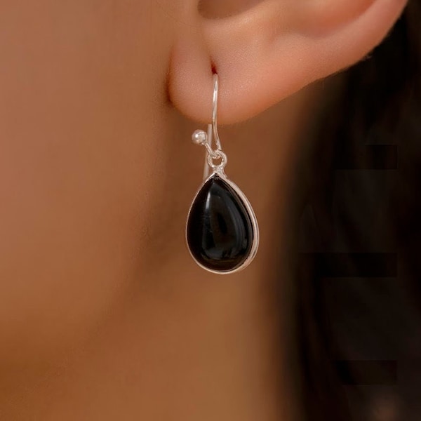 Black Onyx 925 Sterling Silver Gemstone 1 PAIR Earring