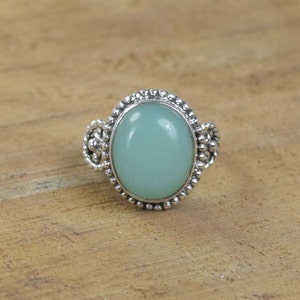 Aqua Chalcedony 925 Sterling Silver Gemstone Designer Ring ~ March Birthstone ~ Handmade Ring ~ Gift For Christmas ~ Ring Size US~ 5 / UK~ J