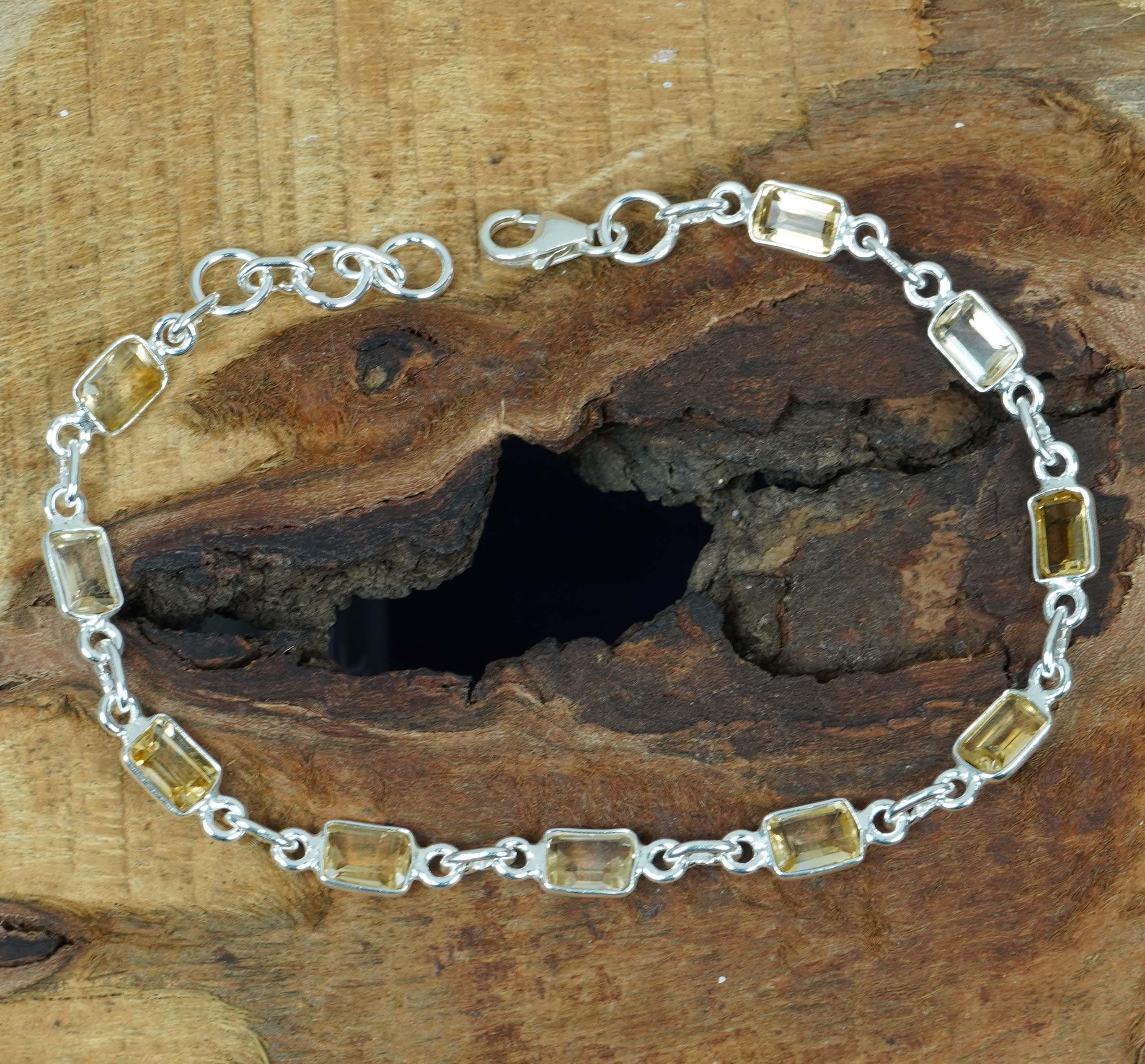 Bracciale In Argento Sterling 925 Con Pietra Preziosa Citrino - Foto 10