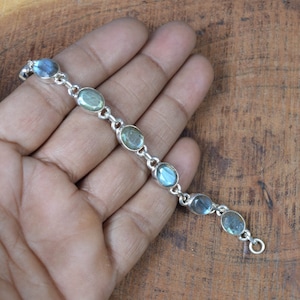 Labradorite Sterling Silver Bracelet: Adjustable Gemstone, November Birthstone