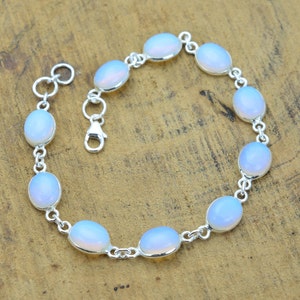 Milky Opalite 925 Sterling Silver Opalite Jewelry Adjustable Bracelet