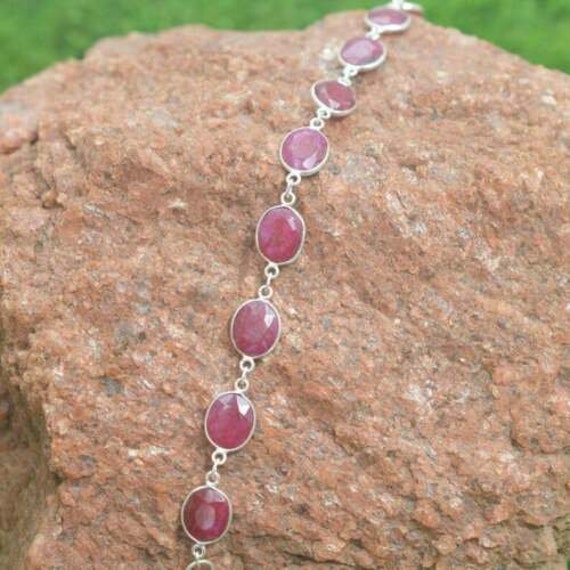 Red Ruby 925 Sterling Silver Gemstone Jewelry Adjustable