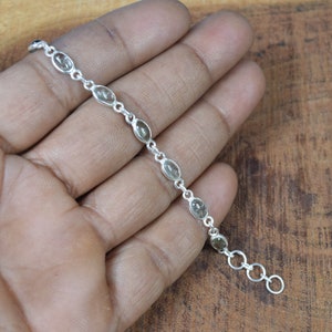 Aqua Turmalin Armband: Verstellbarer Edelstein 925 Sterling Silber