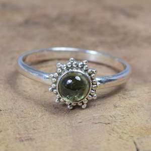 Green Tourmaline 925 Sterling Silver Gemstone Flower Elegant Jewelry Ring ~ October Month Birthstone ~ Natural Tourmaline ~Gift For Birthday