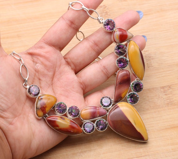 Mookaite Jasper 925 Sterling Silver Multi Gemstone Necklace Mix