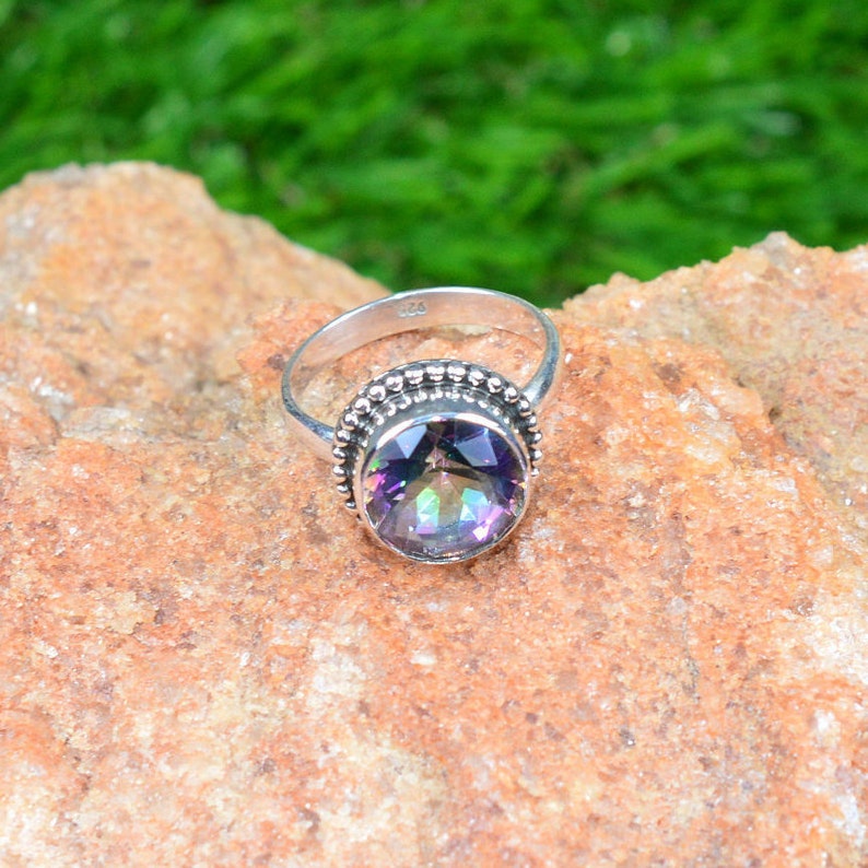 Mystic Topaz Ring Gemstones 925 Sterling Silver Ring Anniversary Gift Gemstone Ring