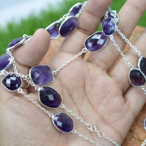 Collana in argento sterling 925 con ametista, lavorazione in argento pregiato, regolabile - Italia