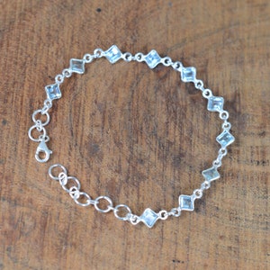 Blue Topaz 925 Sterling Silver Faceted Gemstone Adjustable Bracelet ~ 10 Gemstone Jewelry