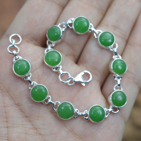 アクセサリー Green jade bracelet kalifano-gemstone-bracelets-