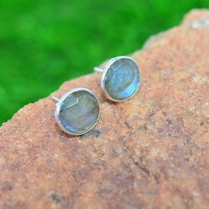 Labradorite 925 Sterling Silver Gemstone Moonstone 1 PAIR Stud Earring