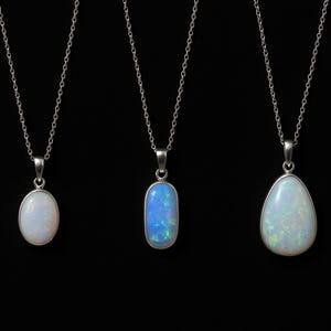 Pingente de corrente multiformato Welo Opala Etíope em prata esterlina 925, colar com pedras preciosas