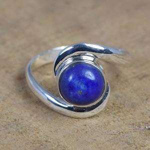 Blauer Lapis Lazuli 925 Sterling Silber Edelstein Elegant Designer Lapis Ring ~ September Monat Geburtsstein ~ Geschenk für Valentinstag