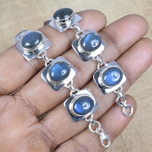 Labradorite Sterling Silver Bracelet: Adjustable Gemstone, November Birthstone