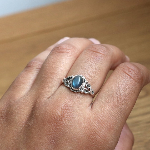 Bague pierre de lune noire deals
