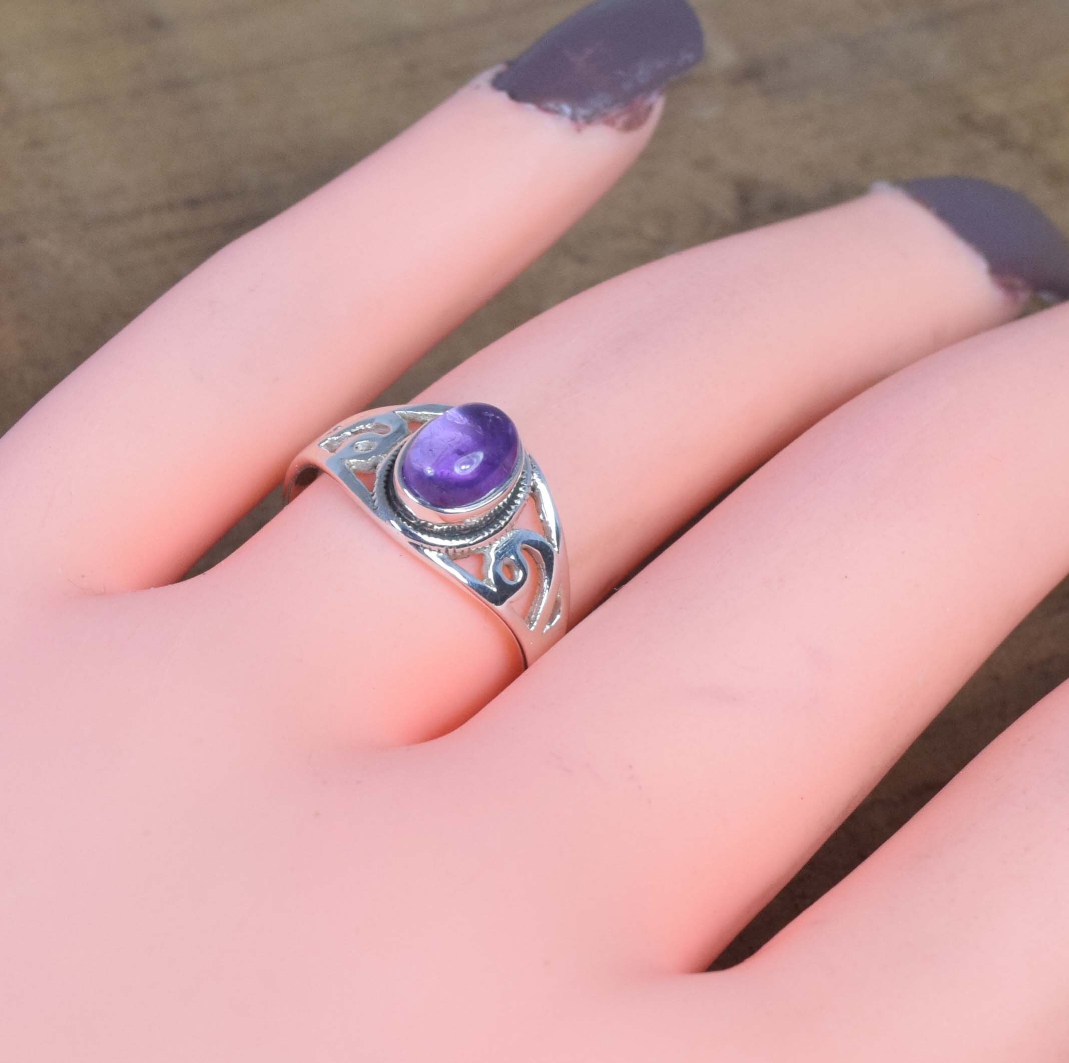 Bague Réglable Adulte Filigrane Bleue Avec Motif Pâquerette Violette - 10mm - Neuf Sans Emballage