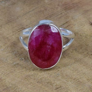 Ruby 925 Sterling Silver Faceted  Gemstone Jewelry Ring ~ Elegant Ring ~ July Birthstone ~ Handmade Jewelry ~ Gift For Anniversary
