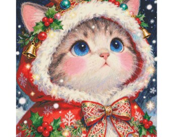 Painting Fairy Cross Stitch Christmas Meow Stamped Cross Stitch Kit - Perfect Gift for Craft Lovers -What you see is what you get