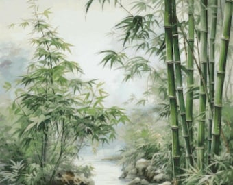 Painting Fairy Green Bamboo Cross Stitch Kit-beginner friendly, perfect gift for craft lovers - What you see is what you will get
