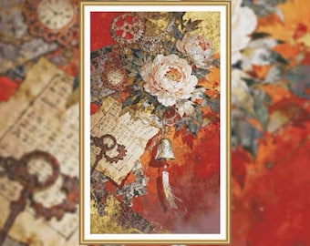 Painting Fairy Cross Stitch Old Time With Peony Stamped Cross Stitch Kit - Perfect Gift for Craft Lovers -What you see is what you get