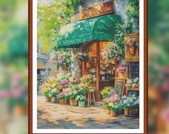 Painting Fairy Stamped Cross Stitch Kit Flower Shop During Summer Time-Perfect Gift for Craft Lovers-What you see is what you get
