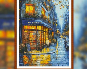 Bookstore in the Corner Cross Stitch Pattern - Great Gift for DIY Lovers