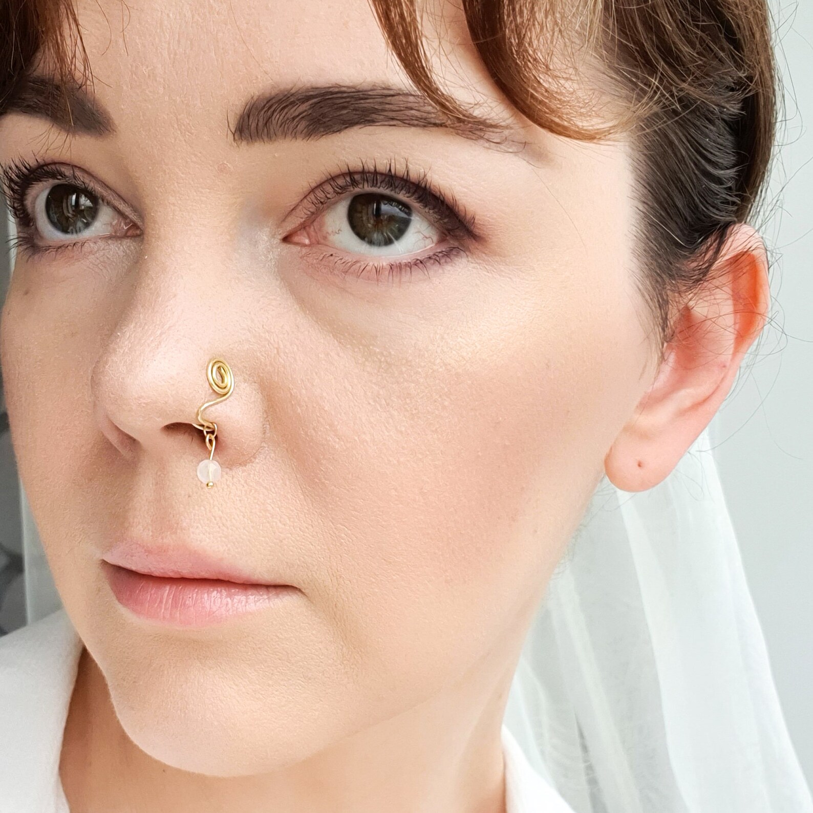 Dangle nose ring Gold nose cuff Beaded nose ring Fake nose Etsy