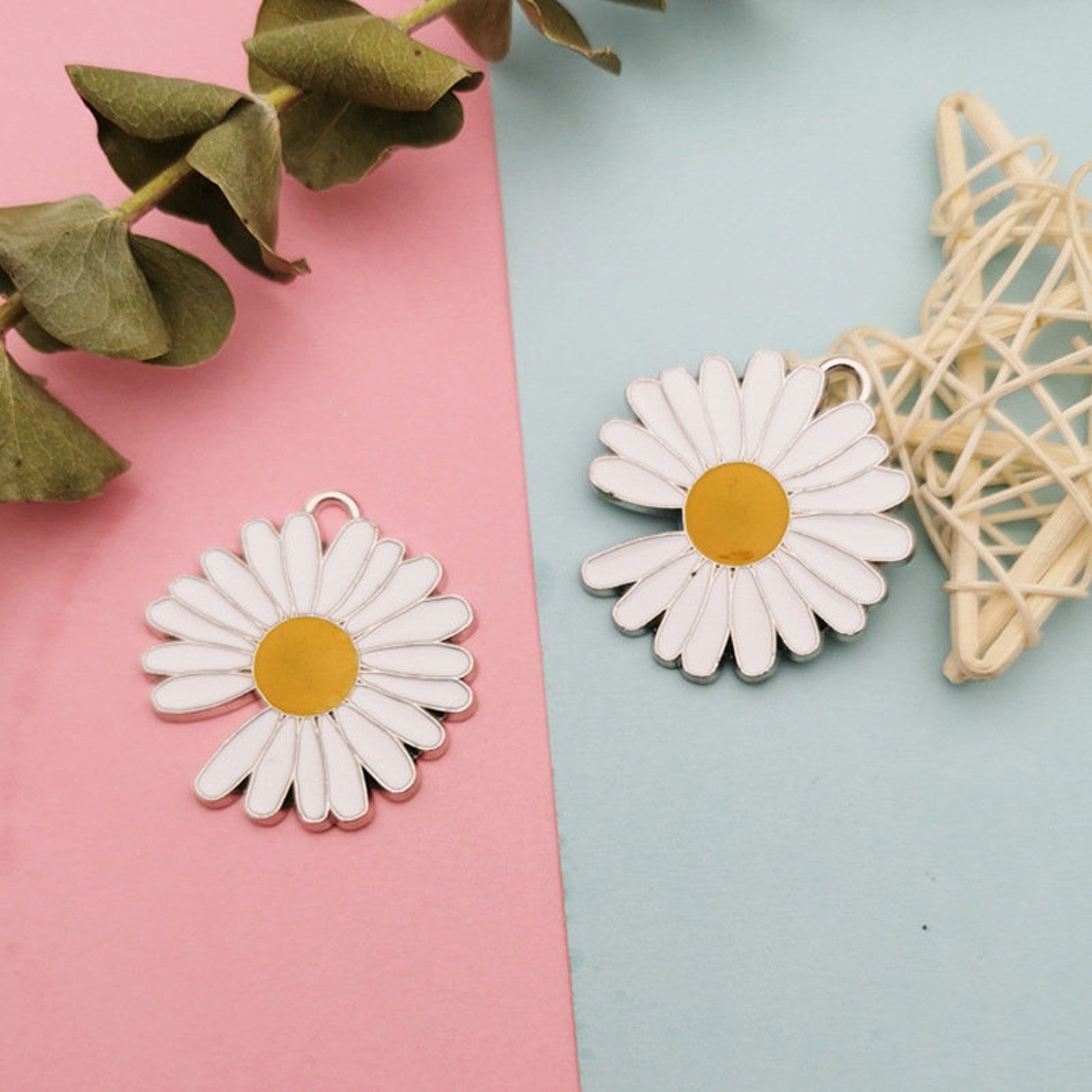 10pcs Enamel Daisy Charm Pendant Flower CharmJewelry Etsy