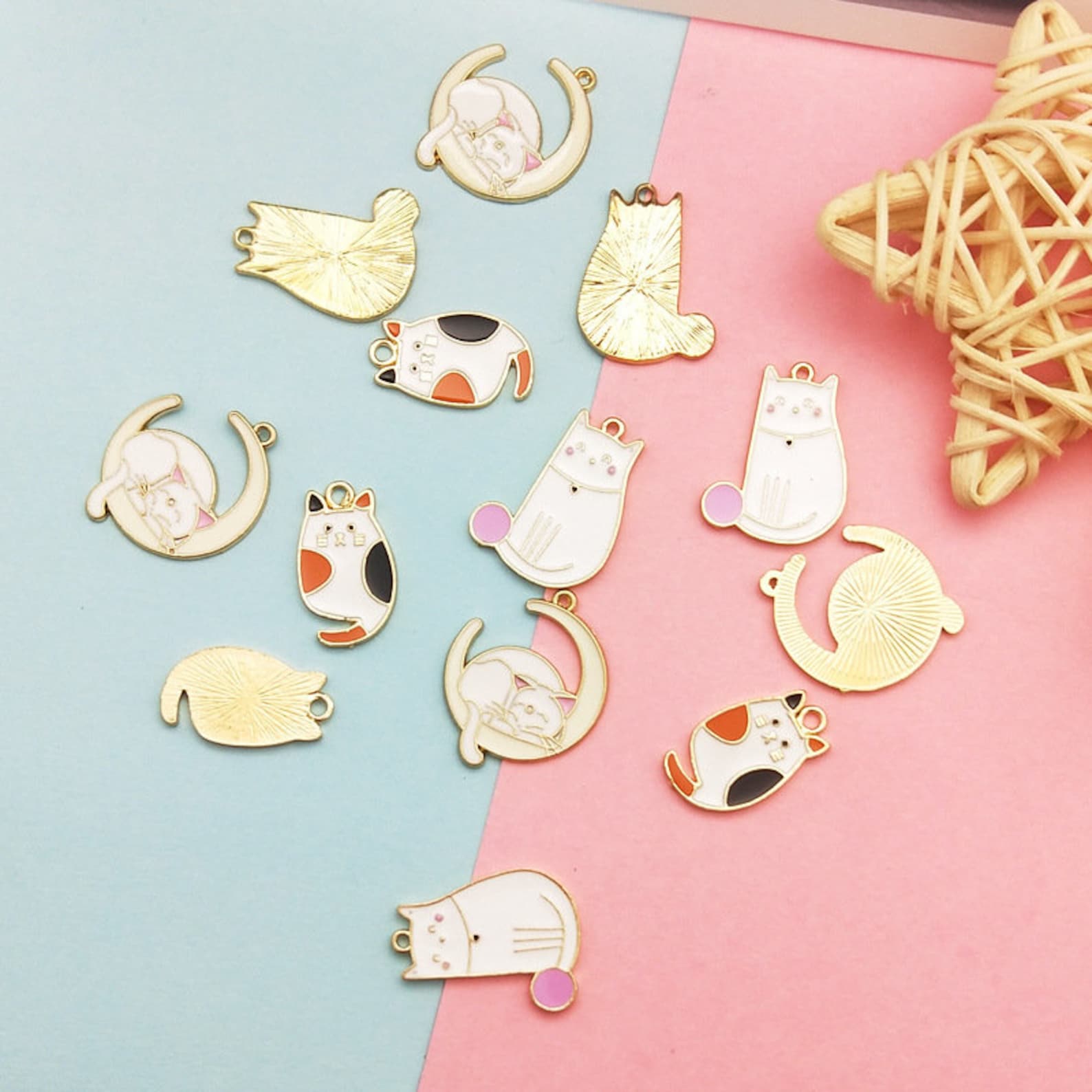 10pcs Enamel Cat Charm PendantJewelry CharmsKitty Etsy