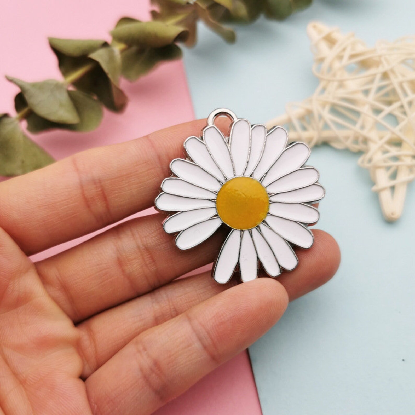 10pcs Enamel Daisy Charm Pendant Flower CharmJewelry Etsy