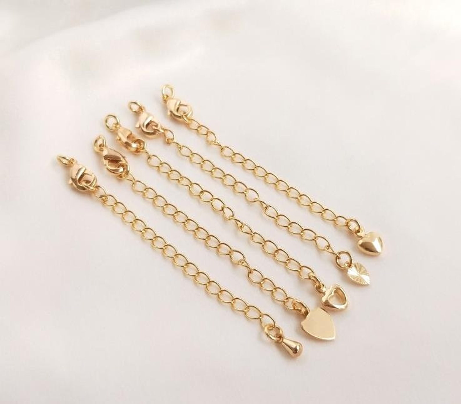 2pcs 14k Real Gold Plated Extender ChainExtension Etsy
