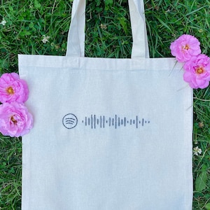 Benutzerdefinierte Spotify Code Tasche, bestickte Tragetasche, benutzerdefinierte Tasche, Canvas Tote Bag, Spotify Code, personalisiertes Geschenk, individuelles Geschenk