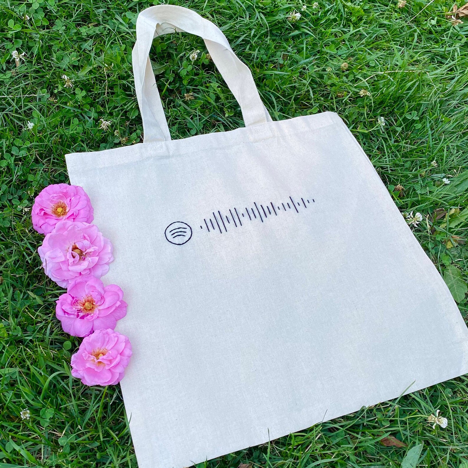 Custom Spotify Code Tote Bag, Embroidered Tote Bag, Custom Tote Bag