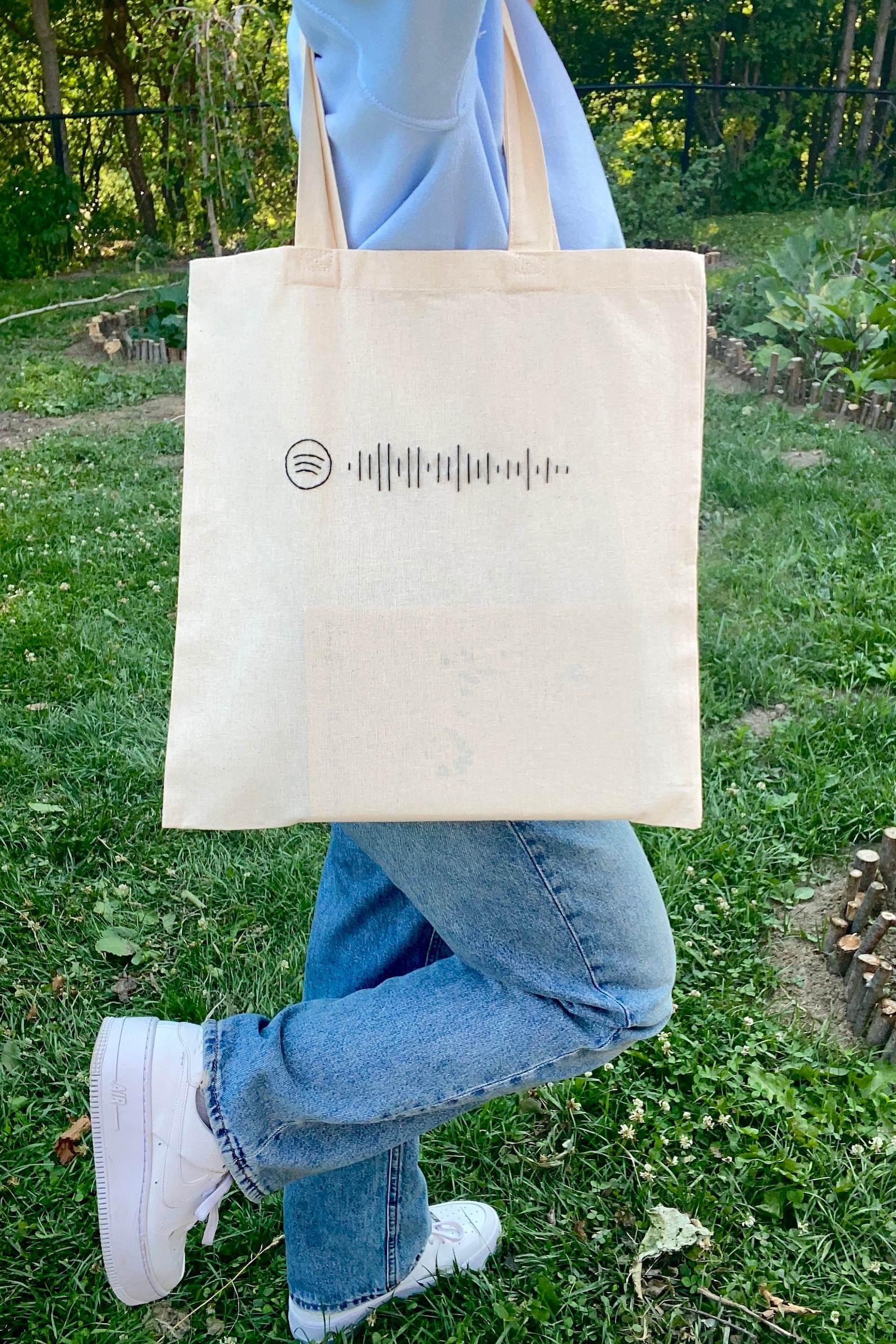 Custom Spotify Code Tote Bag, Embroidered Tote Bag, Custom Tote Bag