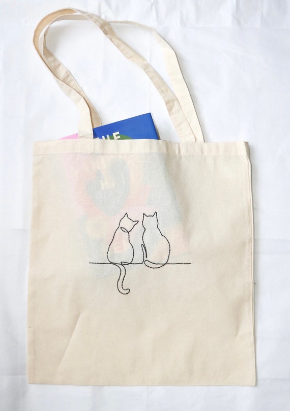 Embroidered tote bag etsy shop