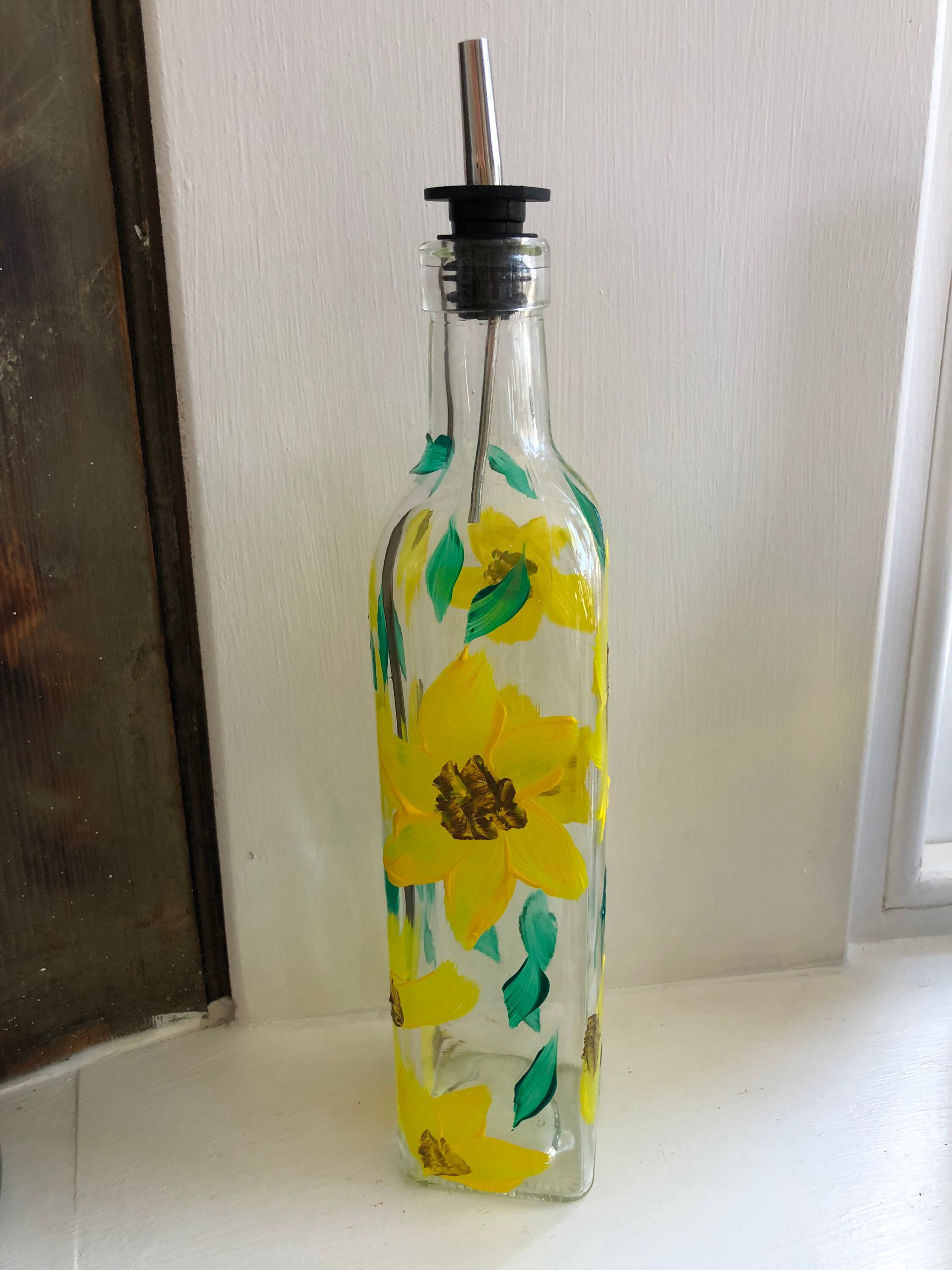 Sunflower Olive Oil bottle hand painted with matching gift Etsy