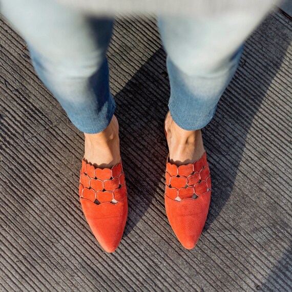 leather mules flats