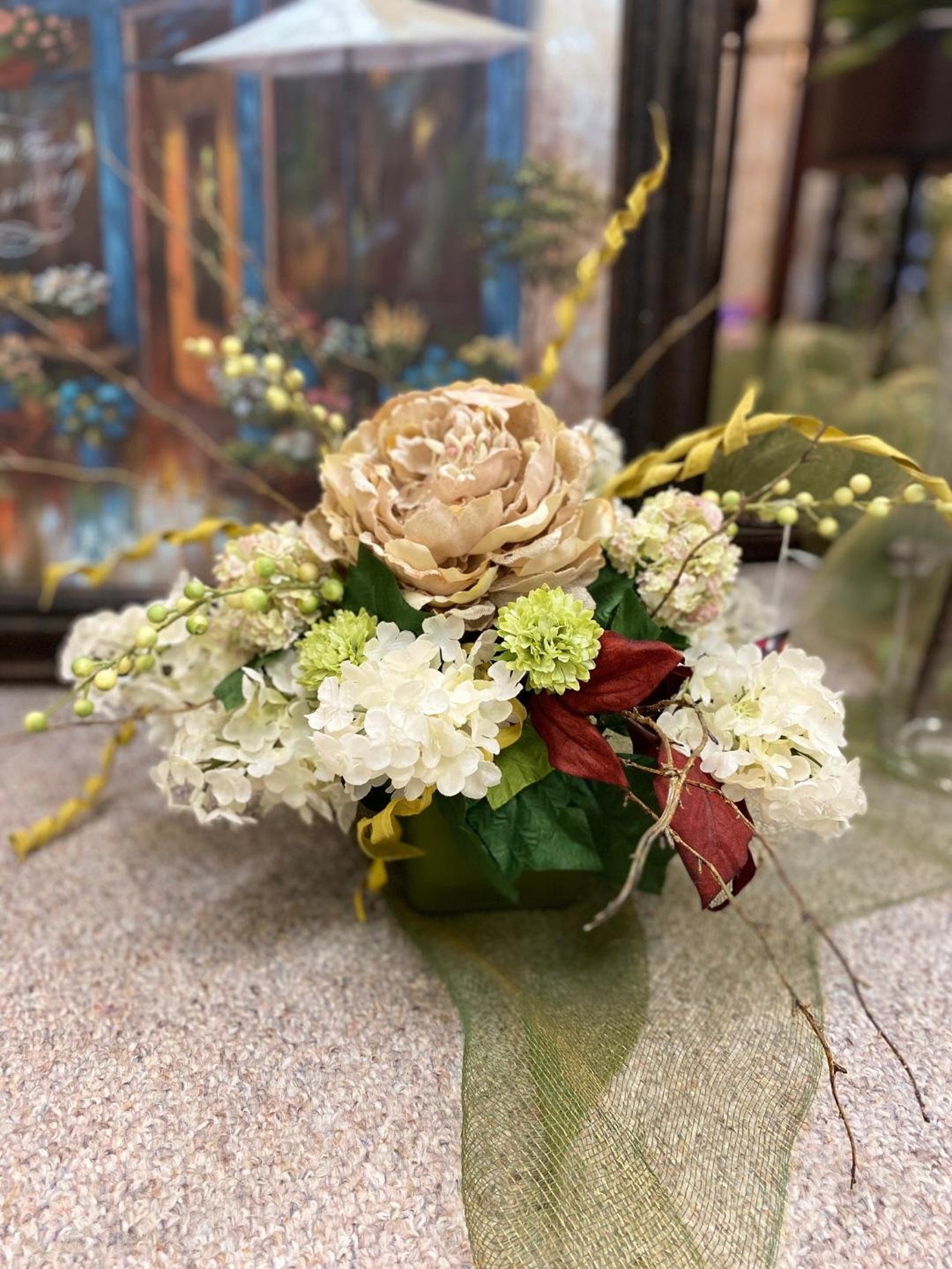 Luxurious Silk Flower Arrangement White & Beige Elegant Home Etsy