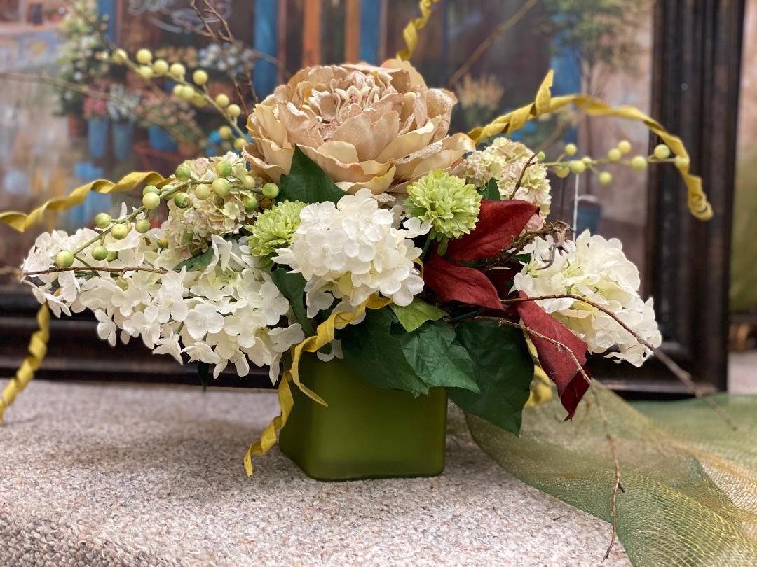 Luxurious Silk Flower Arrangement White & Beige Elegant Home Etsy