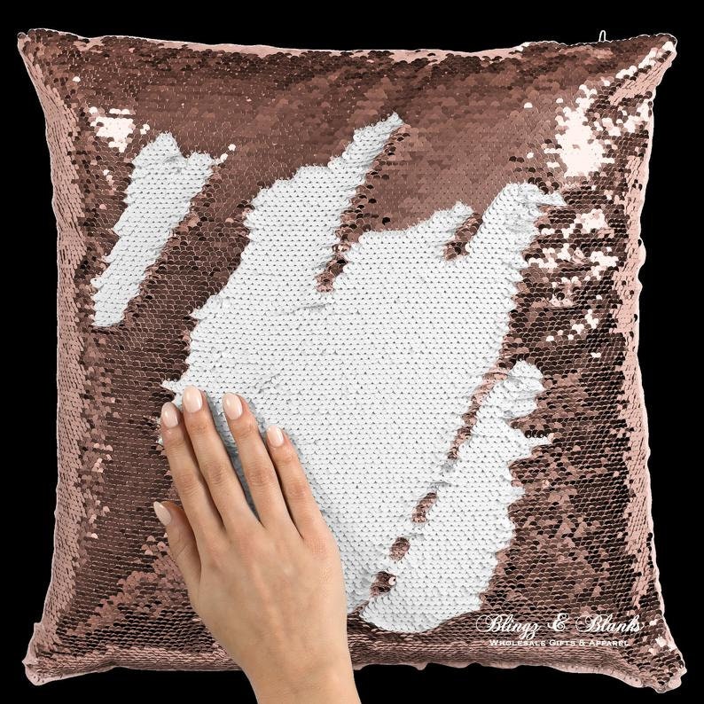 Little Girl Sequin Pillow Cover Peeping Girl Pillow Custom Etsy