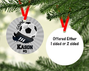 Christmas Ornaments, Soccer Christmas Ornament, FREE VELVET POUCH