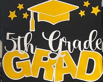 5th Grade Graduation Tee ONLY, Black & Yellow Graduation Tee