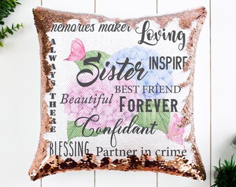 Custom Sequin Pillow, Gifts For Sister, Mother's Day Gift, Custom Reversible Sequin Pillow, Christmas Gifts, Valentine's Gift