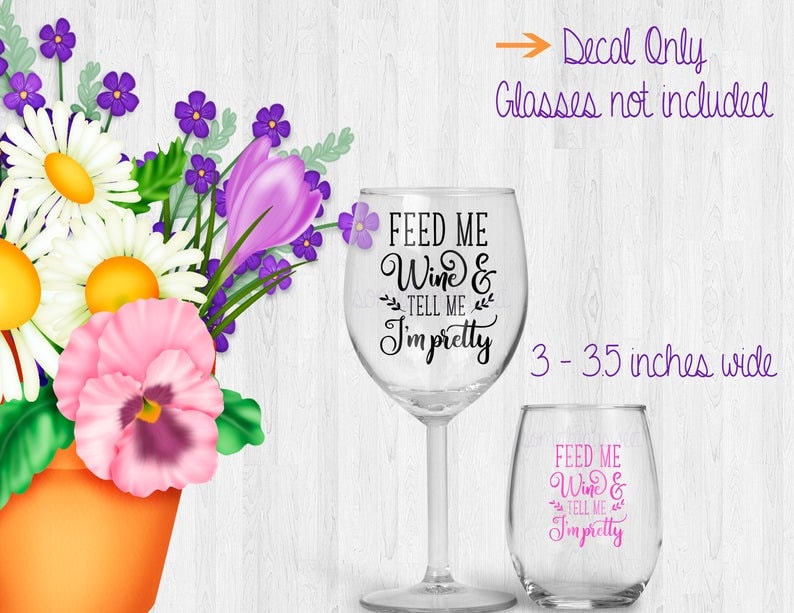 Wine Glass Decals Custom Wine Glass Stickers Vinyl Decal Etsy