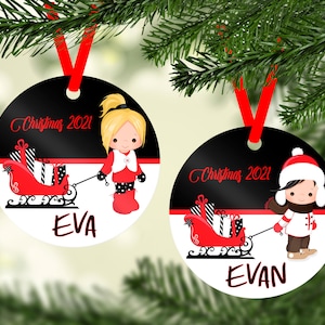 Custom Aluminum Christmas Ornament w/ FREE VELVET POUCH, Kids Christmas Ornament, Family Christmas Ornament